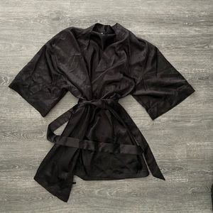 black fashion nova satin robe